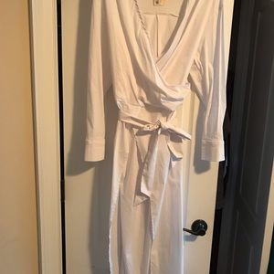 White long open chest blouse w/split